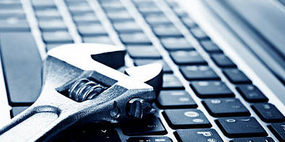 Laptop with wrench
